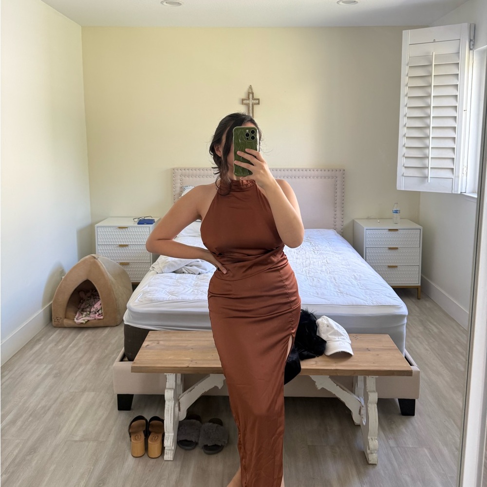 Fashion Nova Elegant Brown Sleeveless Dress PROM